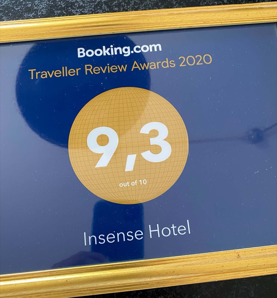 Inramat diplom: Booking.com Traveller Review Awards 2020, 9,3 av 10, Insense Hotel
